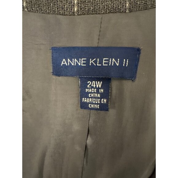 Anne Klein II Womens Brown Plaid Wool Blazer 24W Double-Breasted Tall Plus - Picture 13 of 16